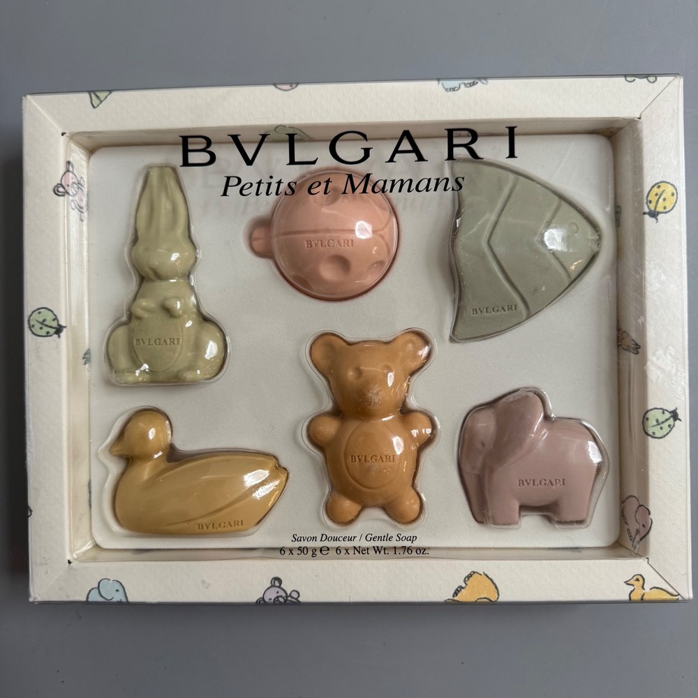 Bvlgari Petits et Mamans Gentle Soap Set 6 x 50g Animal Shapes New Open Box